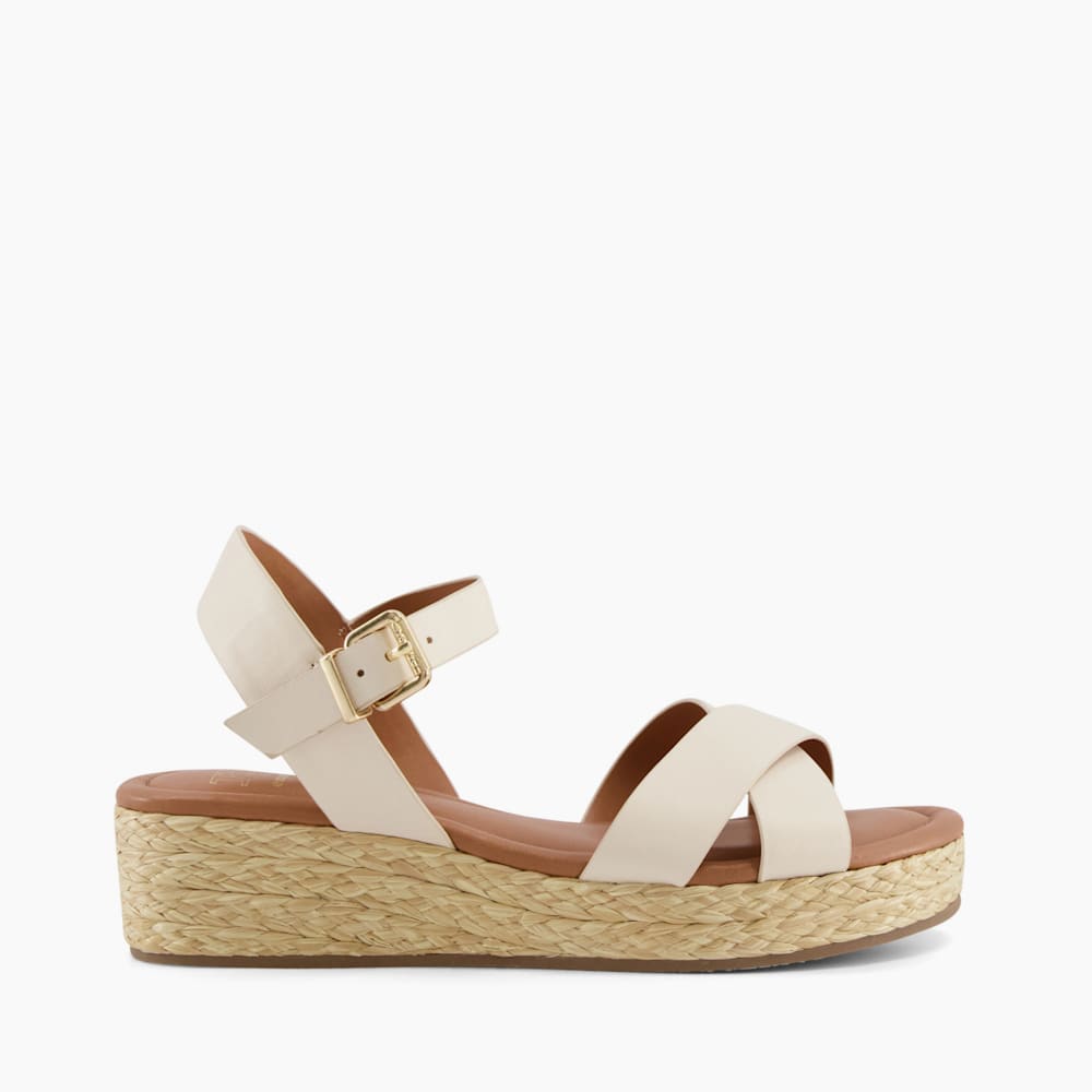 Linnie Ecru Woven Flatform Sandals Dune London