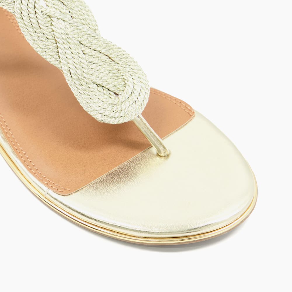 Logics Gold Thong Strap Flat Sandals Dune London