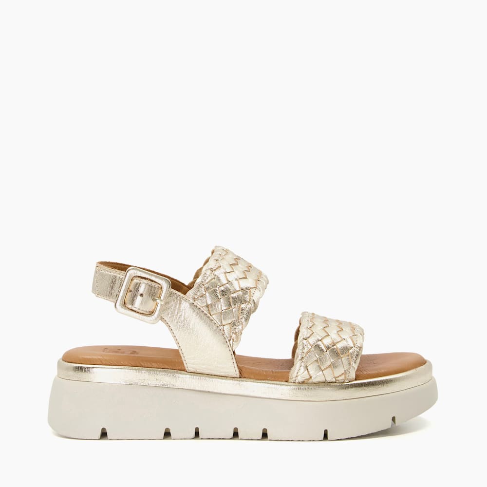 Lorris Gold Flatform Sandals Dune London