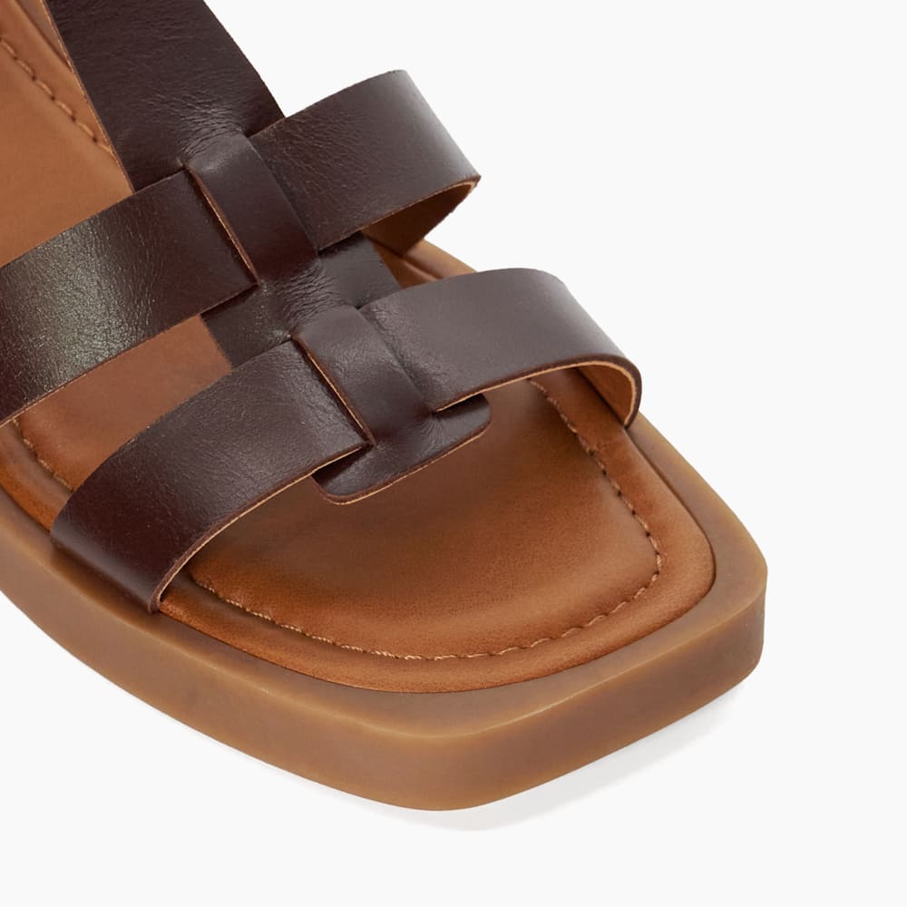Loto Dark Tan, Leather Gladiator Sandals Dune London