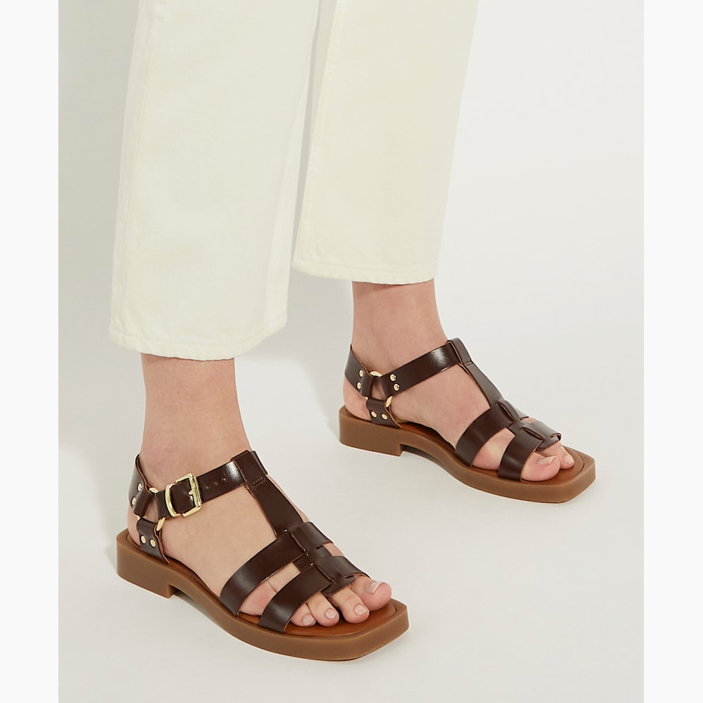 Tan leather gladiator sandals store