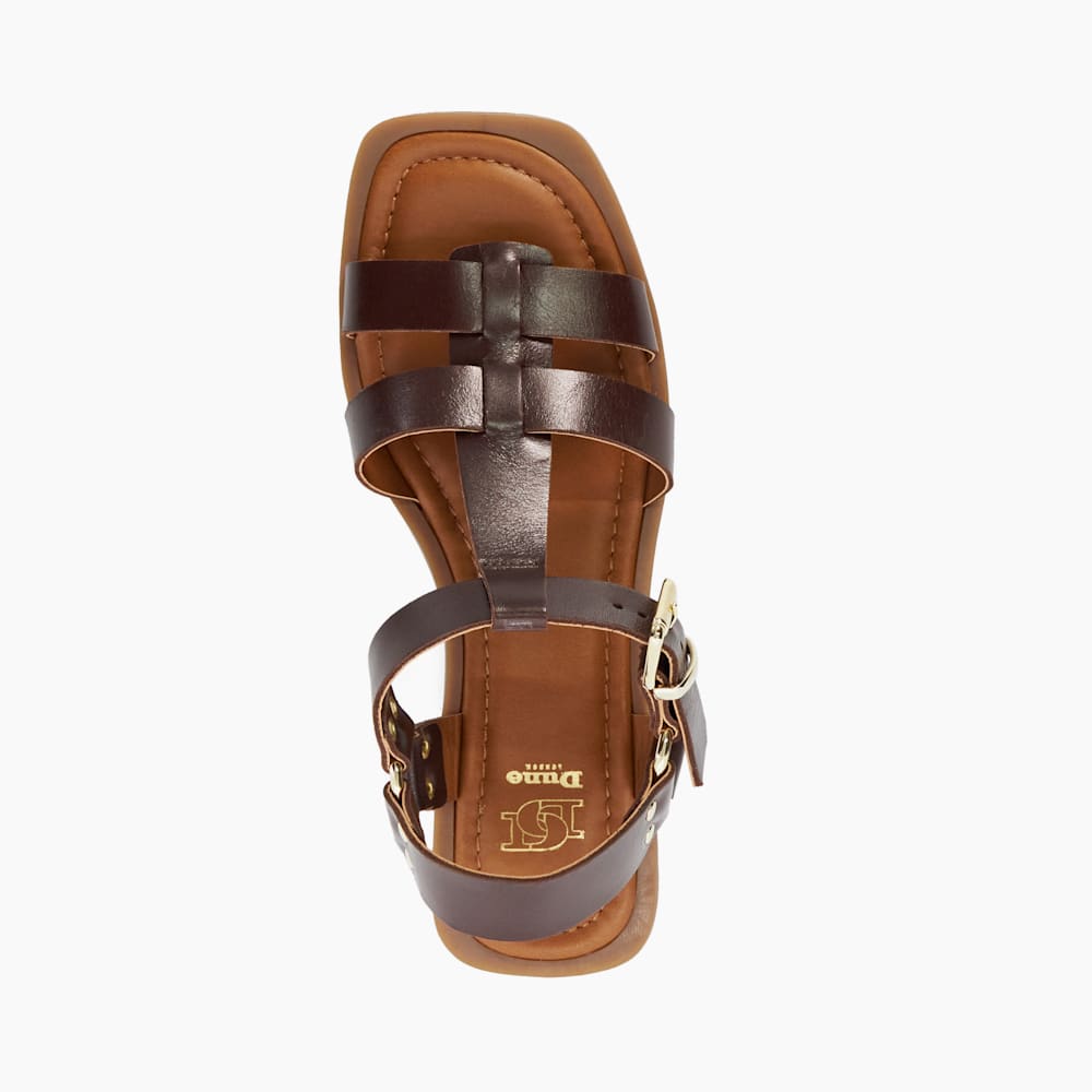 Loto Dark Tan Leather Gladiator Sandals Dune London