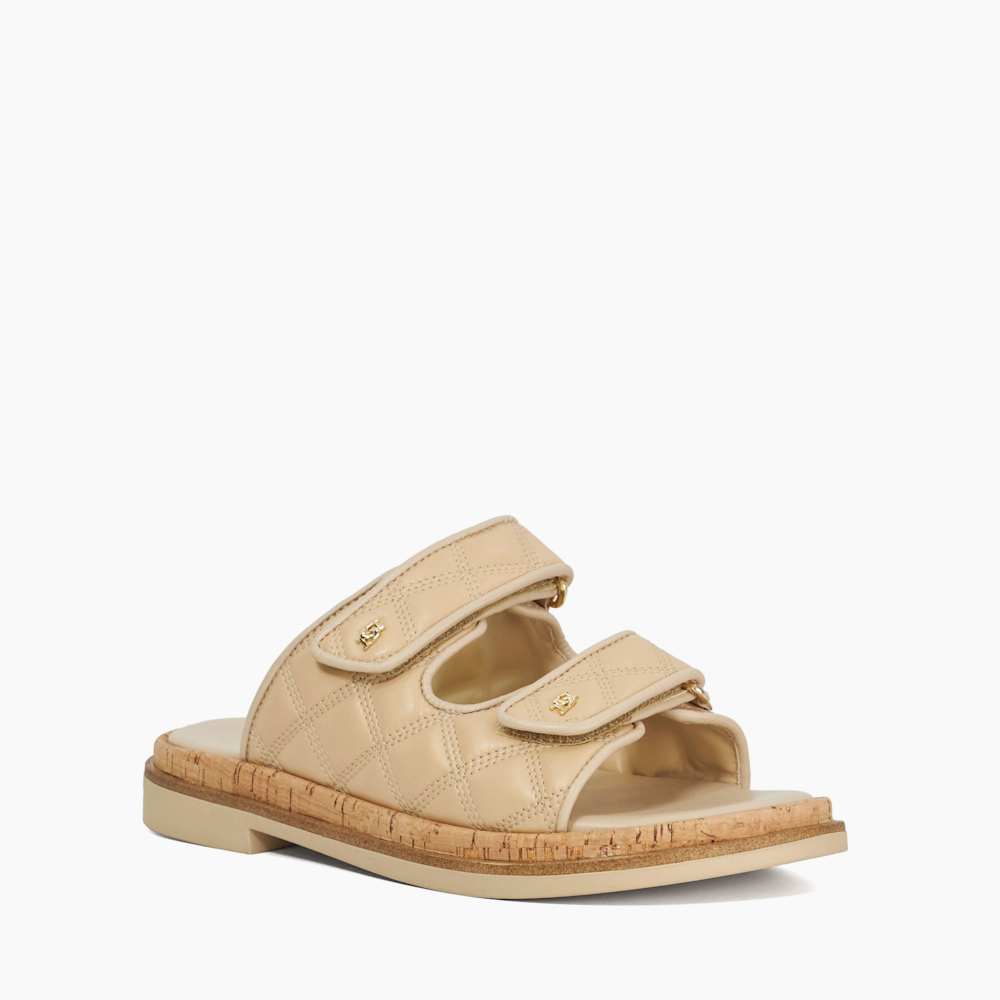 Lottais Camel, Quilted Double Strap Sandals Dune London