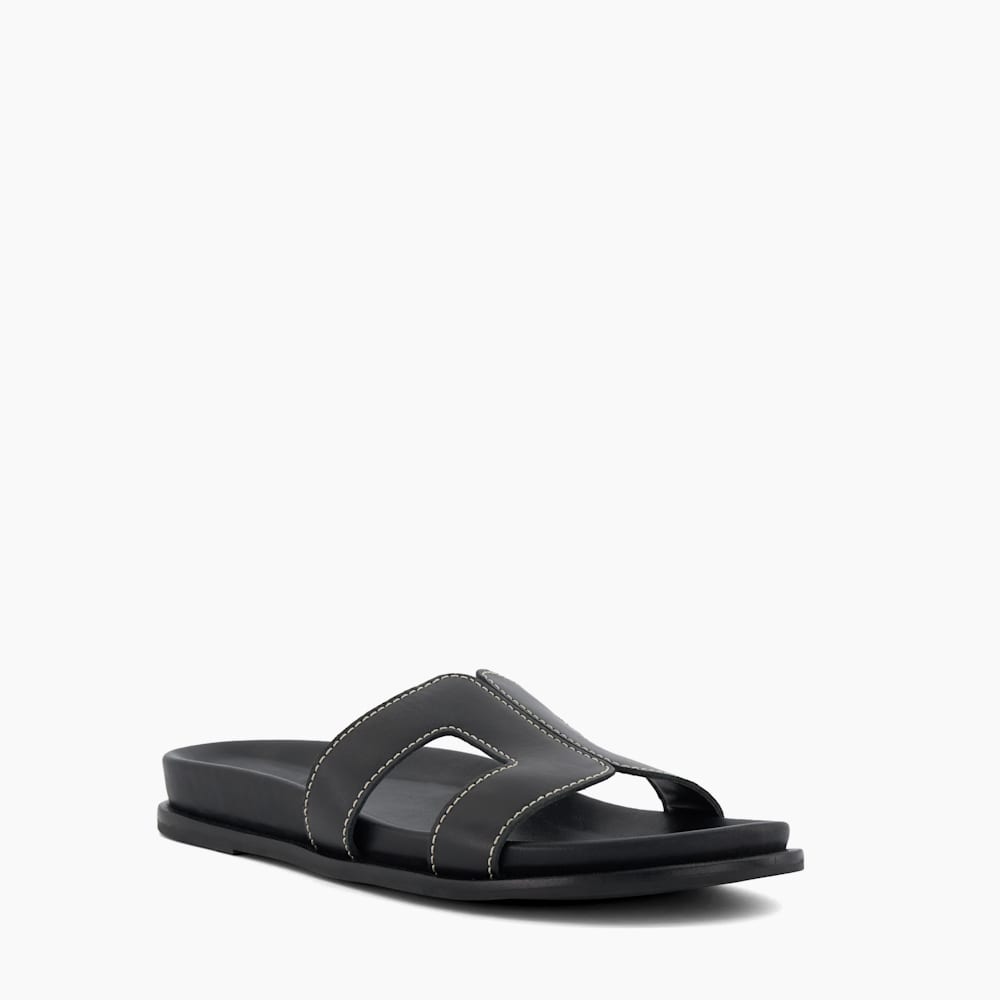 Loupa Black, Topstitch-Detail Comfort-Footbed Slider Sandals