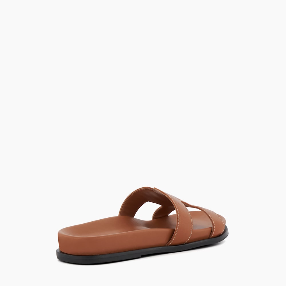 Loupa Hellbraun, Flache Ledersandalen mit Comfort-Fußbett Dune
