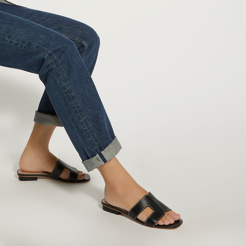 Black smart sandals cheap