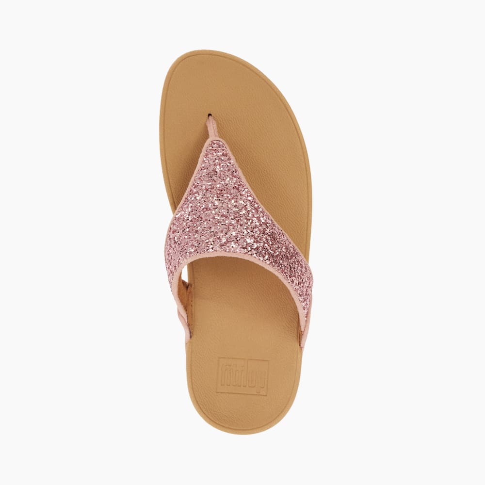 Lulu Glitterbal Pink Glitter Toe Post Wedge Sandals Dune London