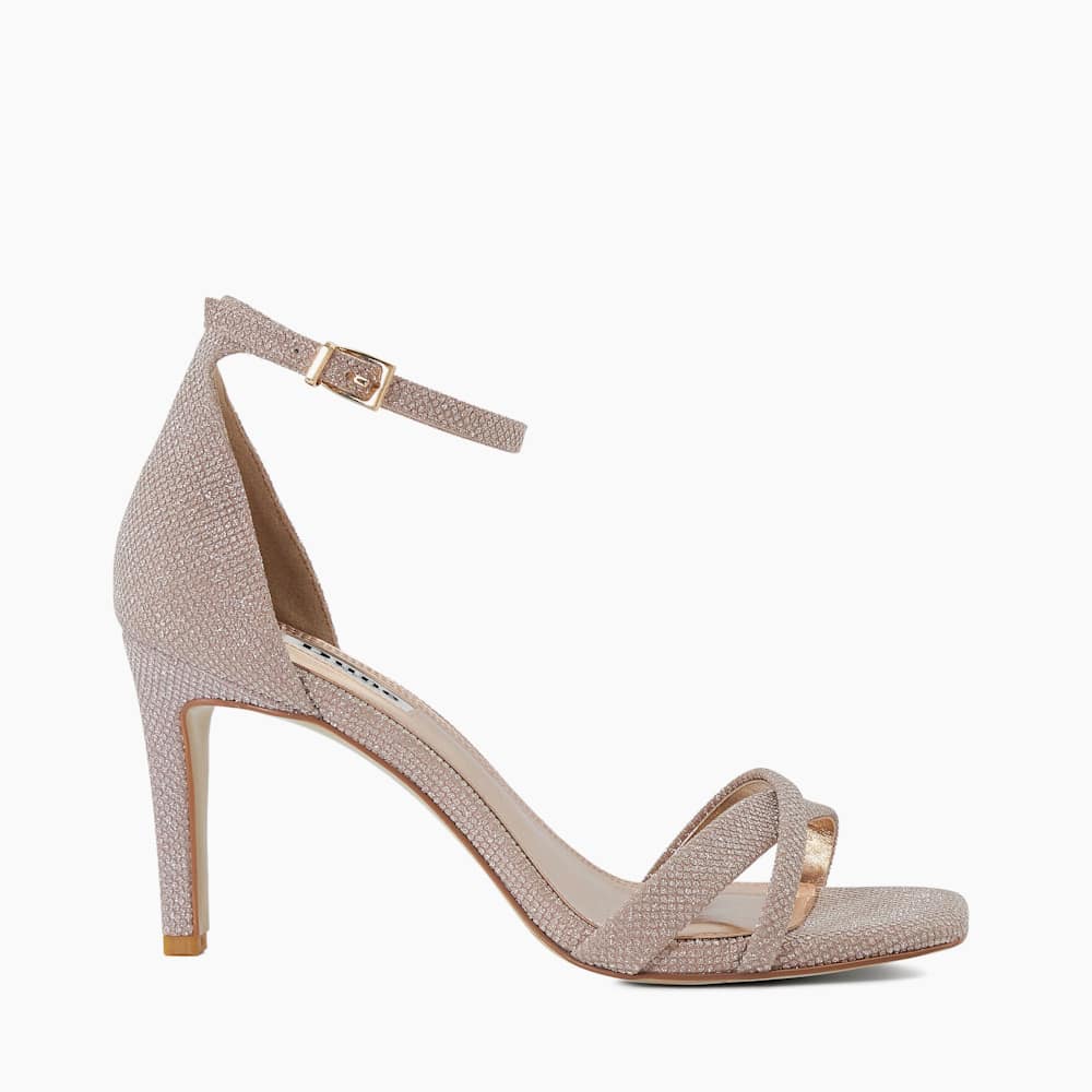 Madrina Rose Gold Ankle Strap Open Toe Sandals Dune London