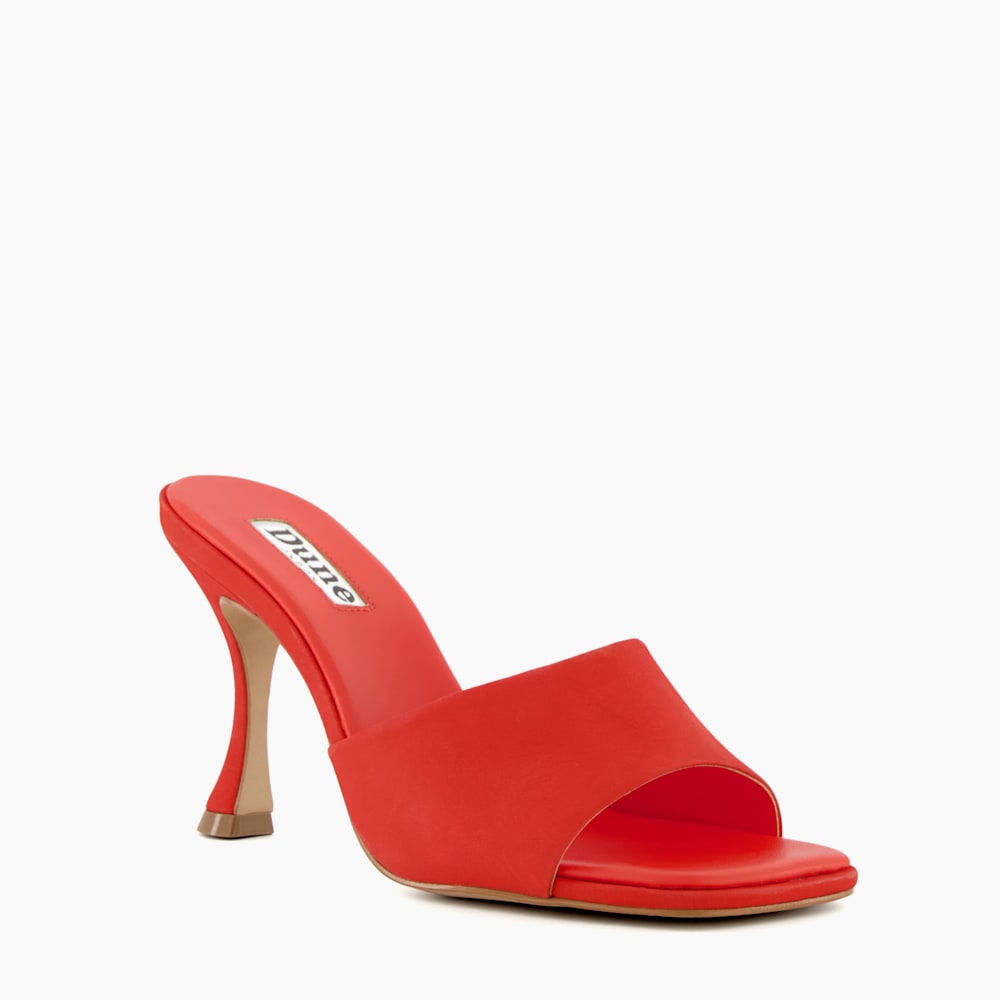 Magazine Orange Flared Heel Open Toe Mules Dune London
