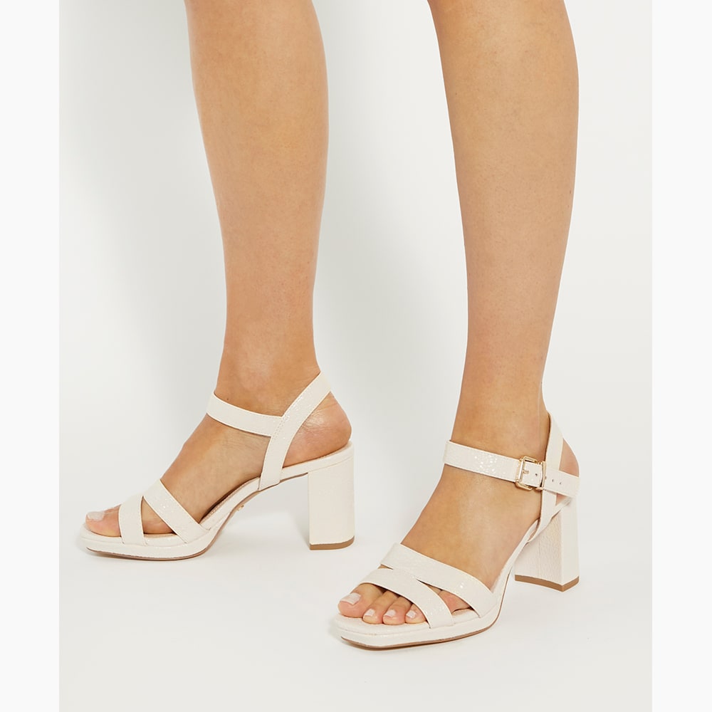 Cream block heel sandals cheap