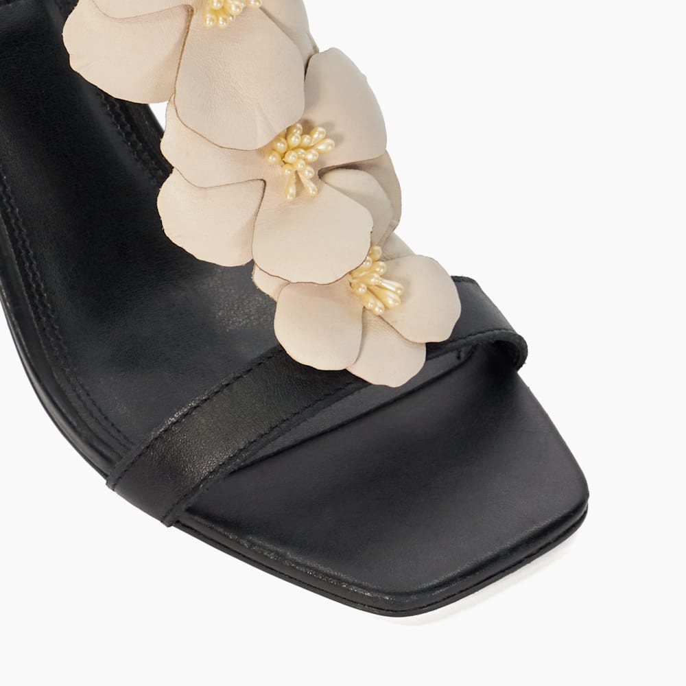 Mastered Black Floral Embellished Block Heel Sandals Dune London