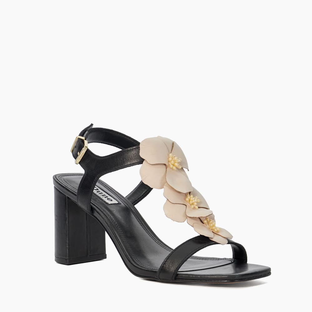 Mastered Black, Floral Embellished Block Heel Sandals | Dune Mastered Black, Floral Embellished Block Heel Sandals | Dune