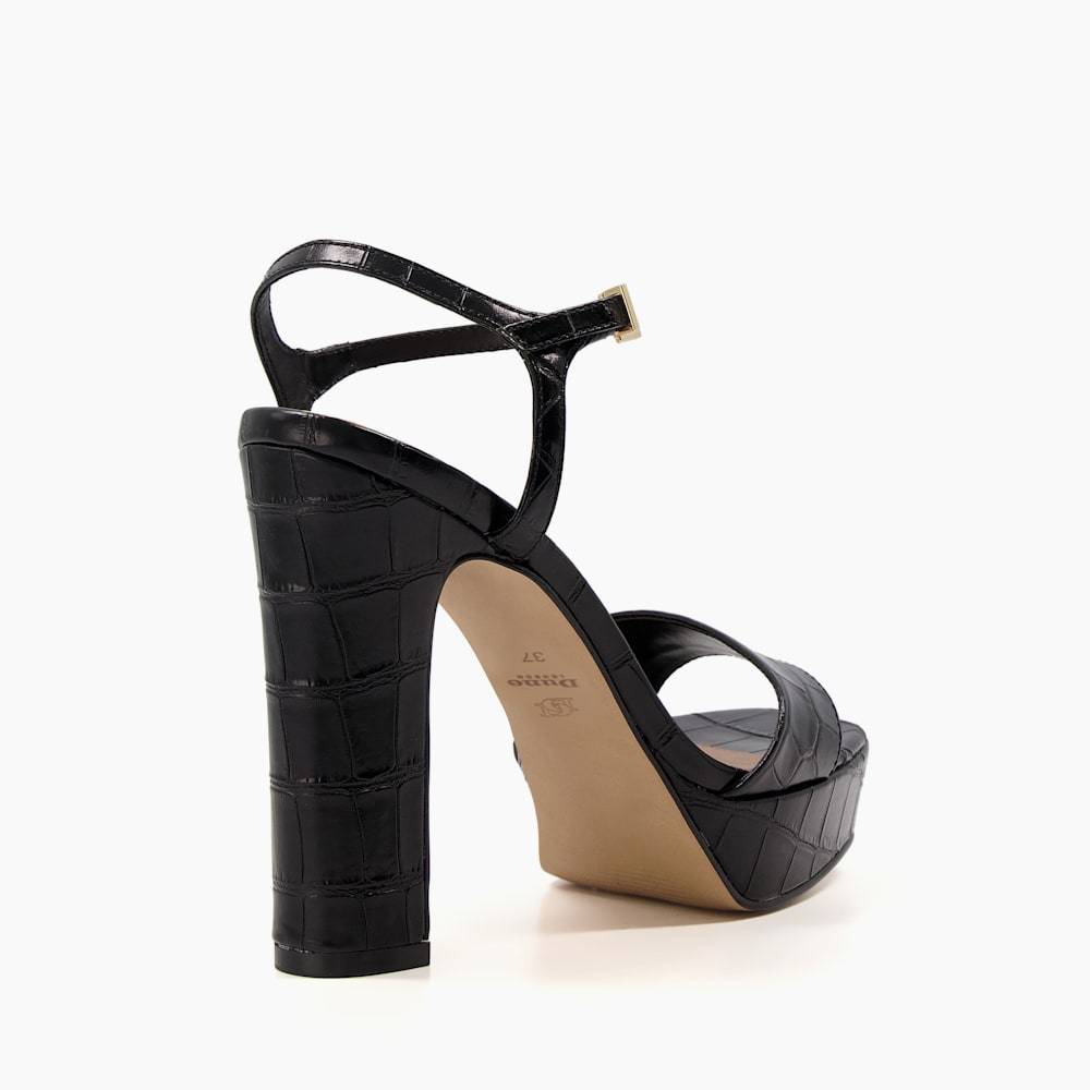 Matche Black Strappy Platform Heel Sandals Dune London