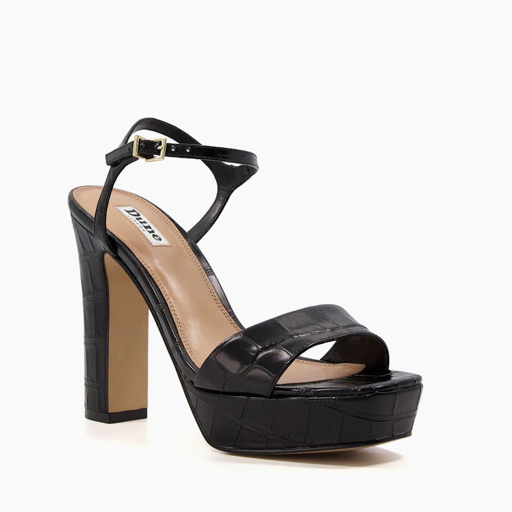 Matche Black Strappy Platform Heel Sandals Dune London
