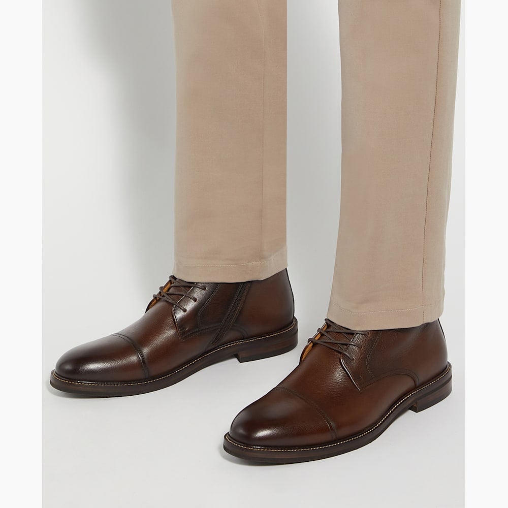 Brown leather cap toe boots deals