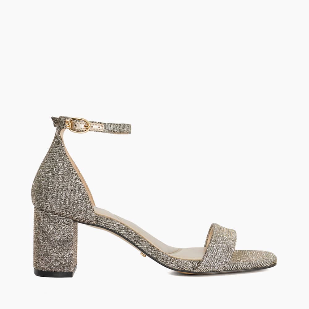 Melins Bronze, Block Heel Ankle Strap Sandals Dune London