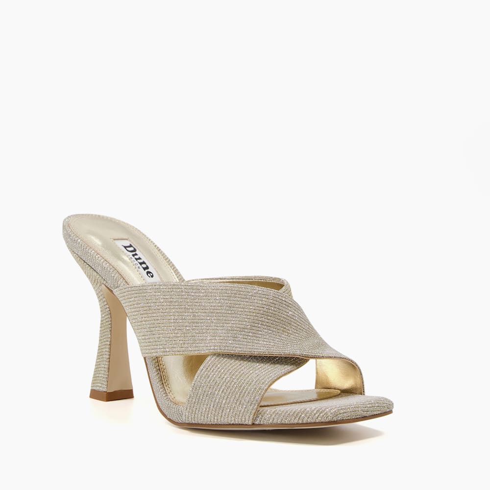 Melow Gold Cross Strap Mules Dune London