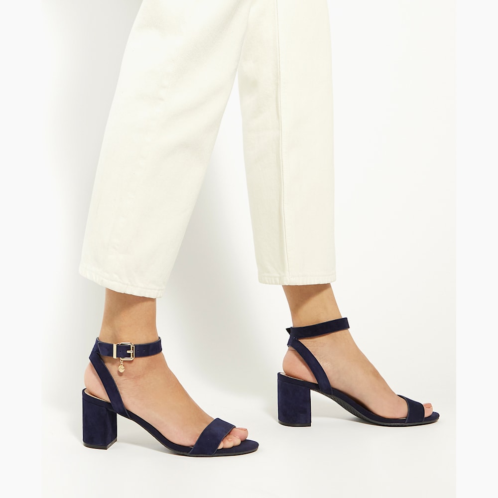 Womens navy block heel sandals on sale