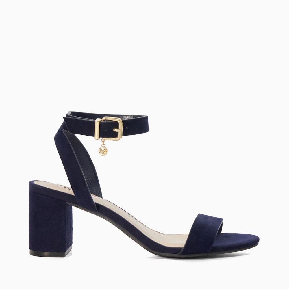 Navy mid block heel sandals deals