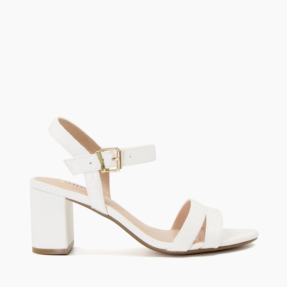 White heeled sandals store