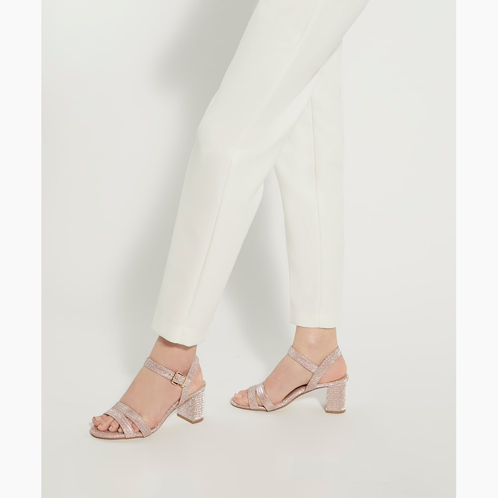 Rose gold block sandals store