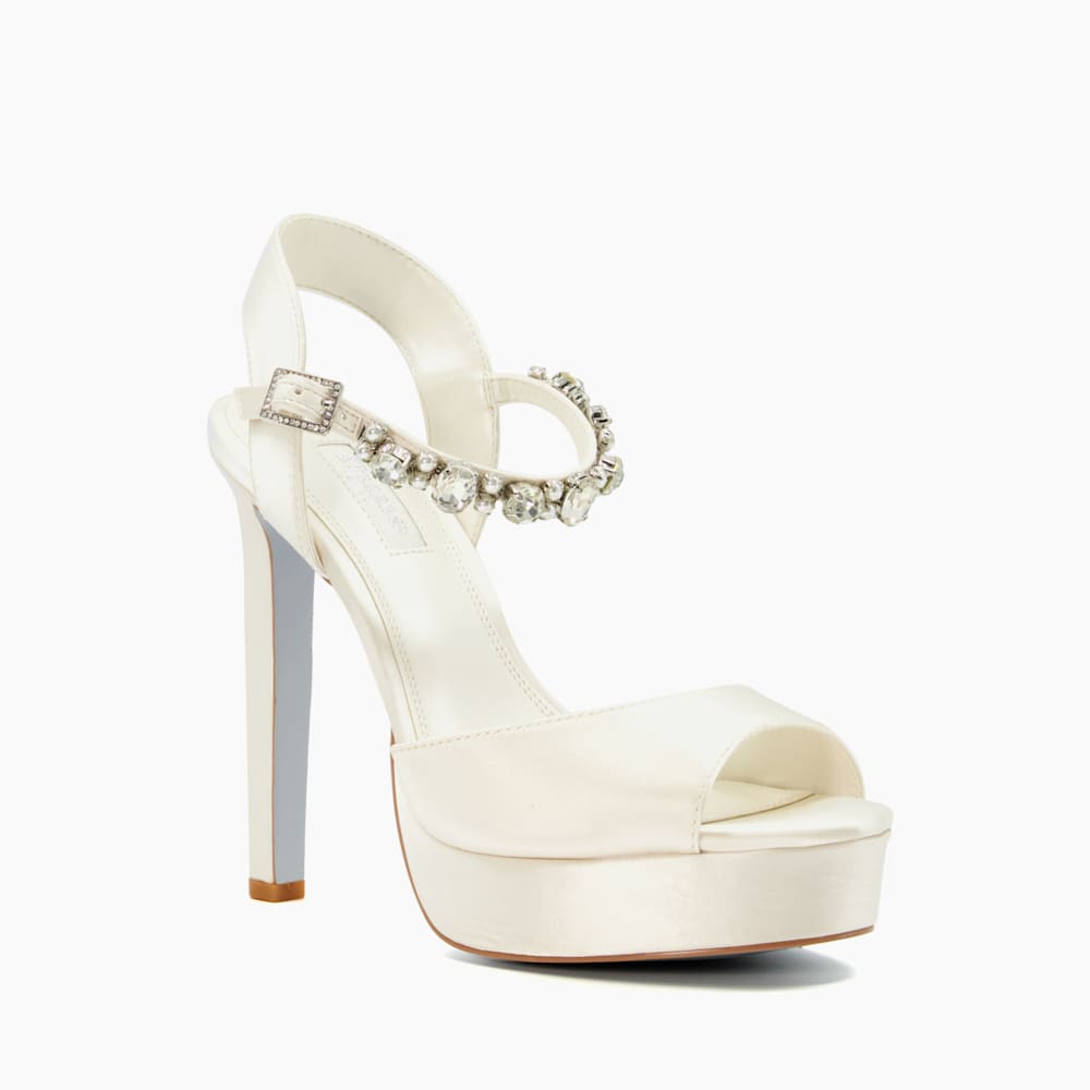 Miracle Ivory, Crystal Embellished Platform Wedding Shoes Dune