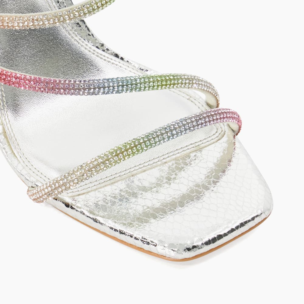 Miri Silver Diamante Cork Wedge Sandals Dune London