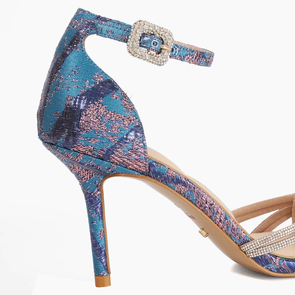 Mirror Teal, Two Part Mid Heeled Sandals Dune London