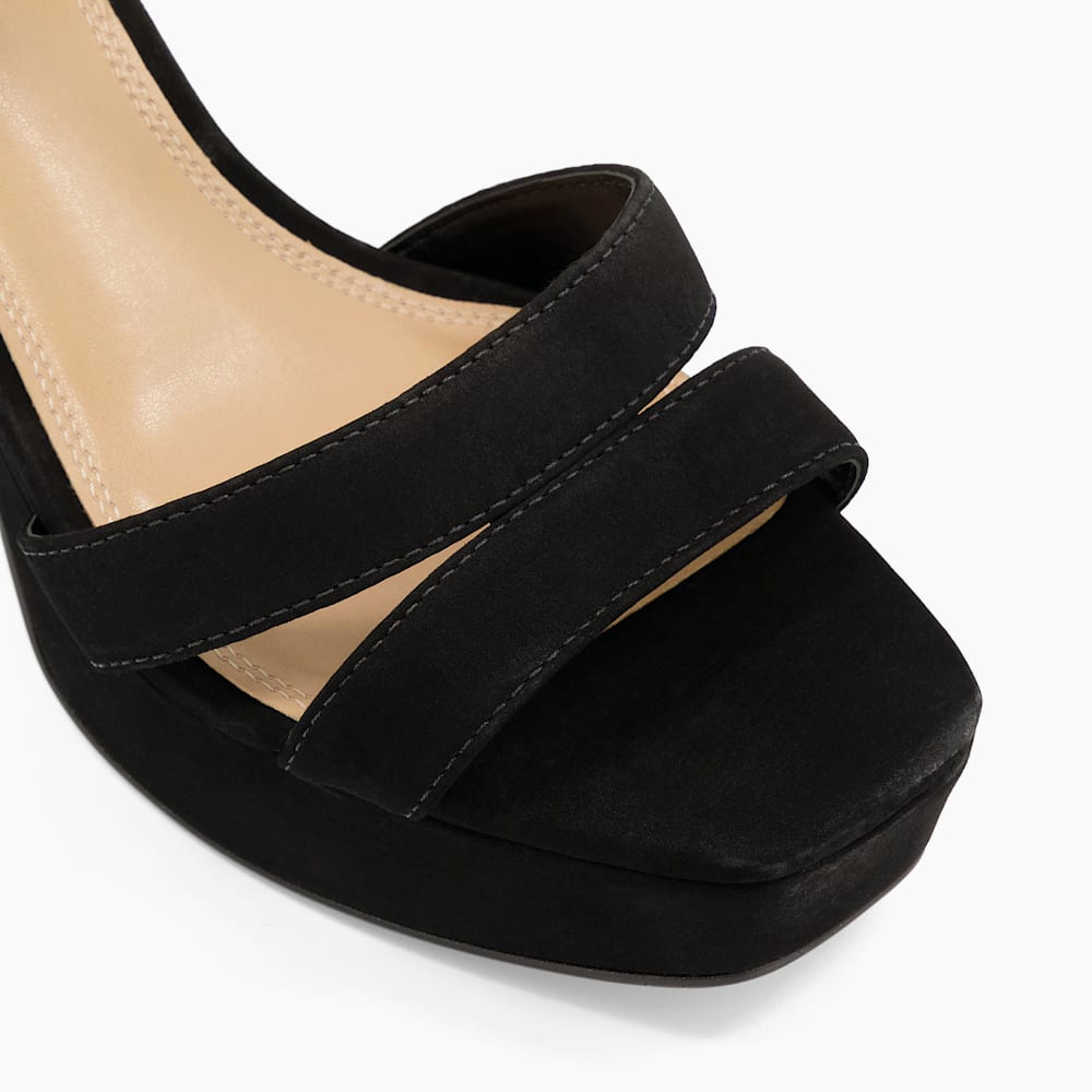 Molten Black, Suede Mid-Platform Sandals | Dune London