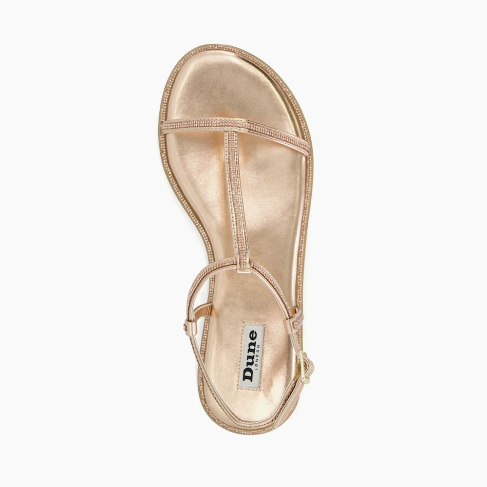 Rose gold t bar sandals clearance