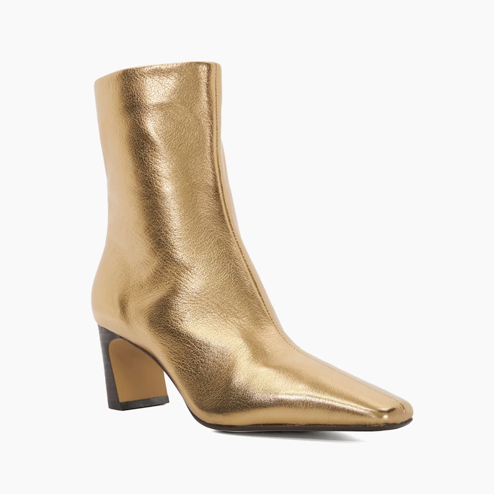 Obriele Gold Pointed Toe Heel Ankle Boots Dune London