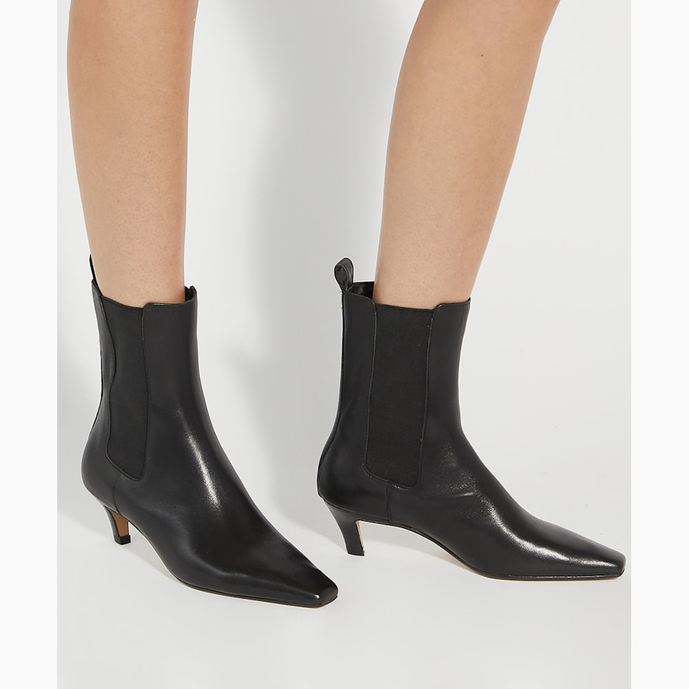 Odele Black Chiselled Toe Kitten Heel Chelsea Ankle Boots Dune London