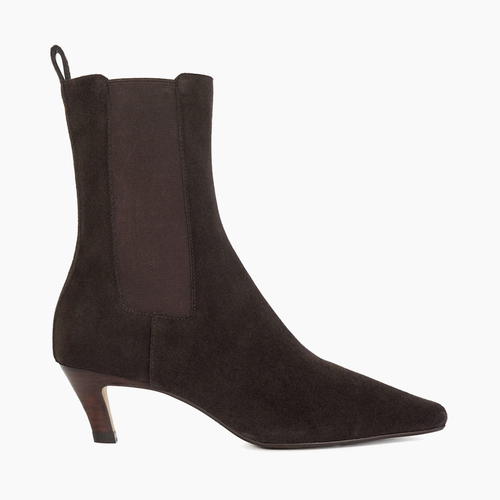 Odele Brown Chiselled Toe Kitten Heel Chelsea Ankle Boots Dune London