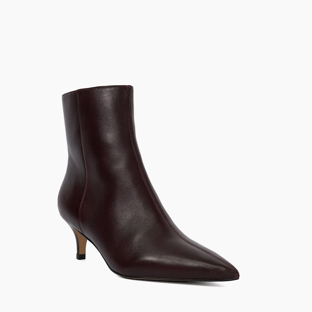 Red leather kitten heel boots on sale