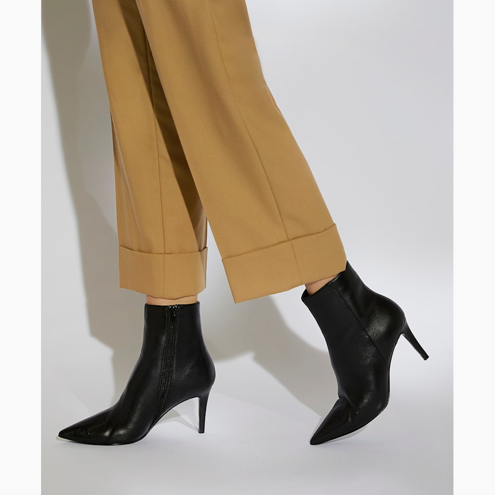 Black leather stiletto ankle boots hot sale