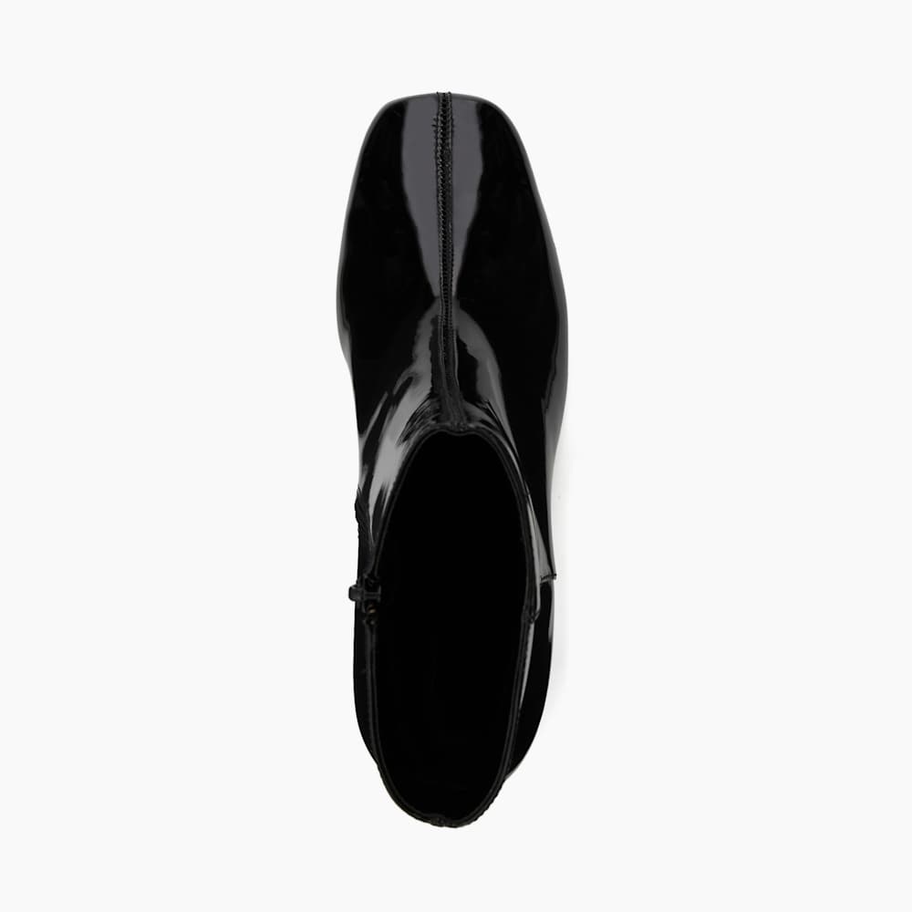 Onsen Black Patent Block Heel Ankle Boots Dune London