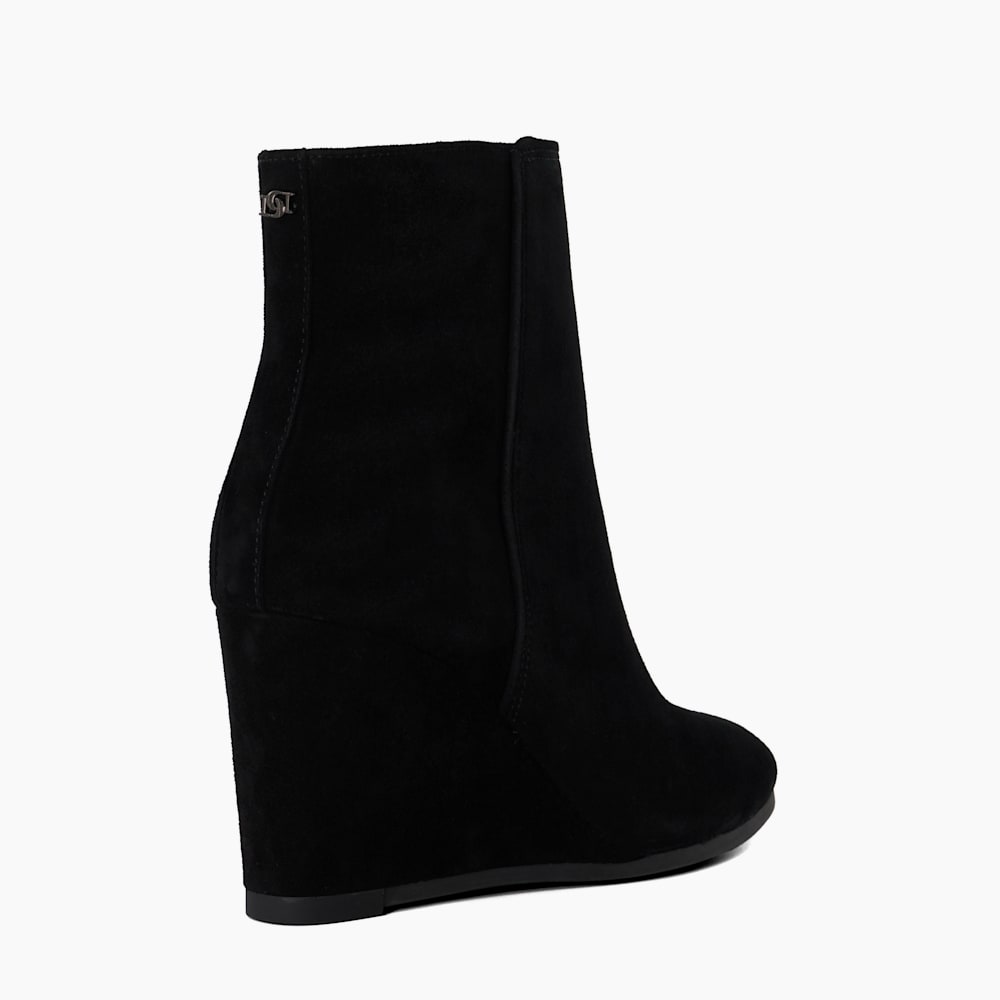 Black suede wedge ankle boots best sale