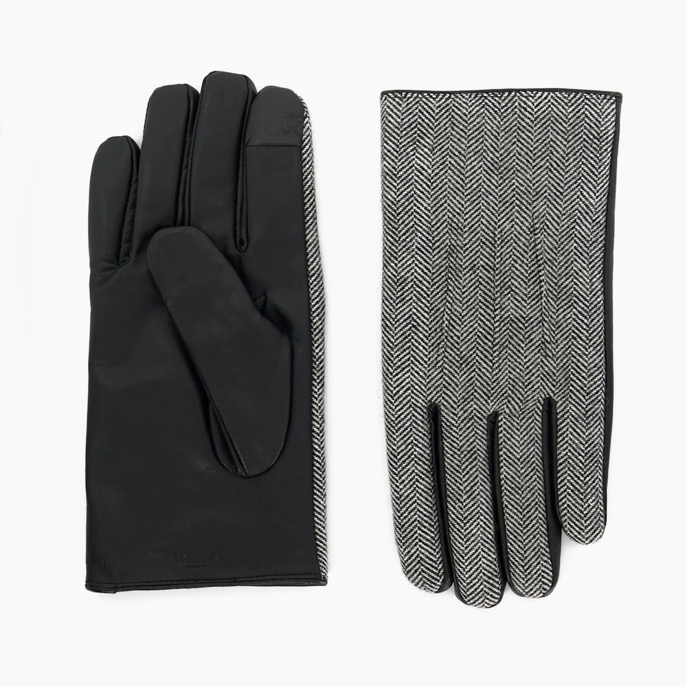 Otlo Black, Chevron Leather Gloves Dune London