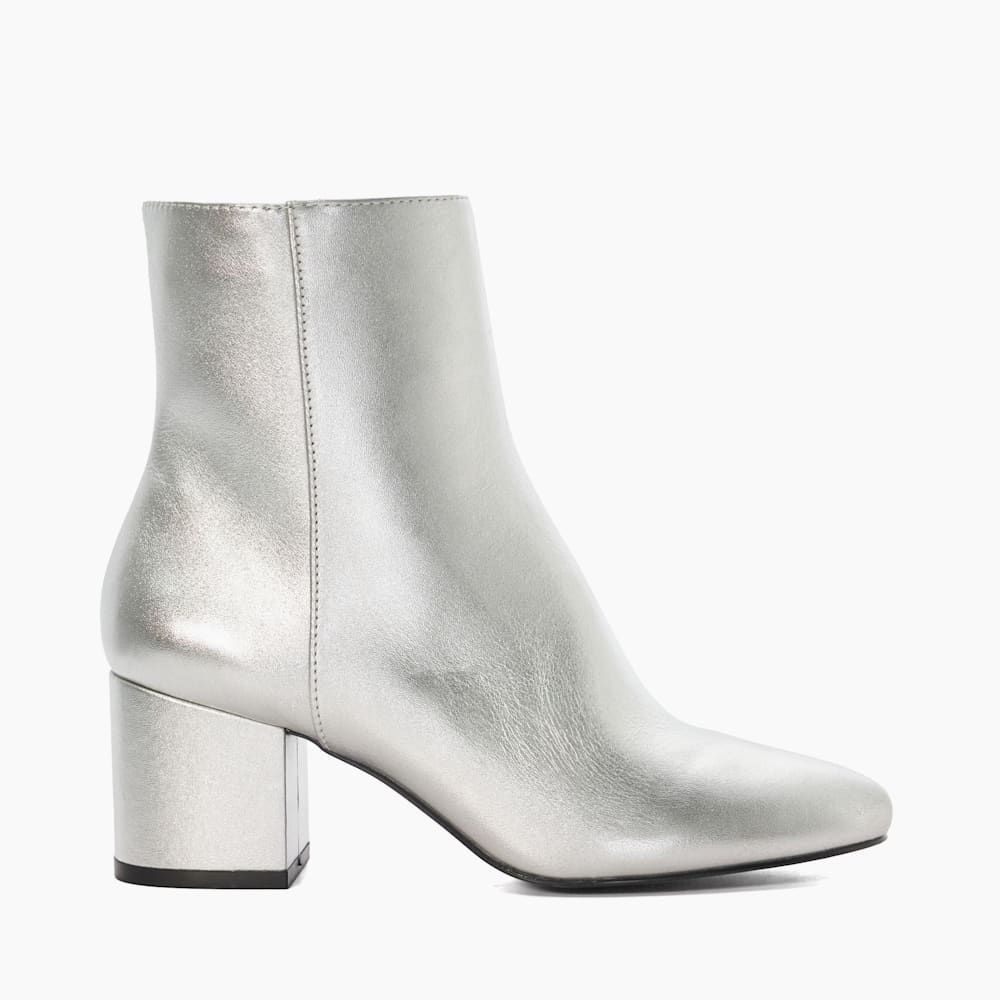Silver booties block heel on sale