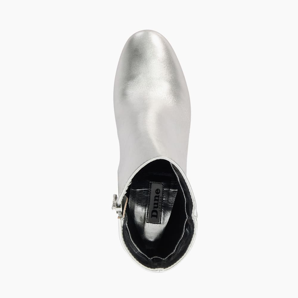 Ottack Silver Block Heeled Ankle Boots Dune London