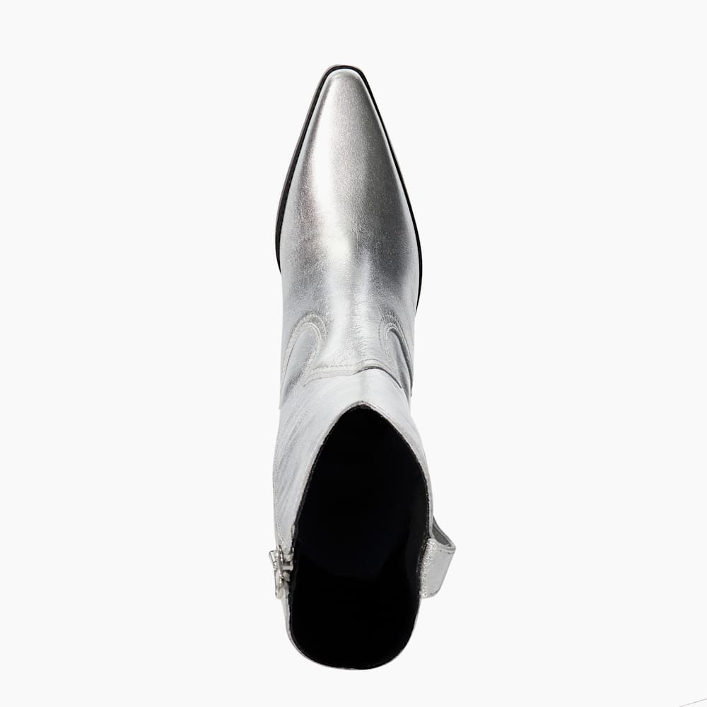 Pardner 2 Silver Metallic Leather Western Boots Dune London