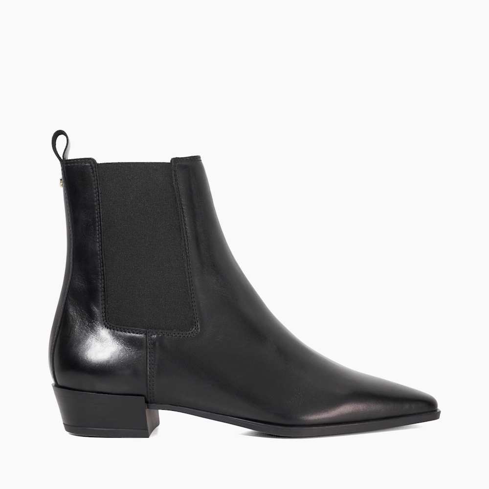 Parkas Black, Chisel Toe Low Heel Chelsea Boots | Dune London