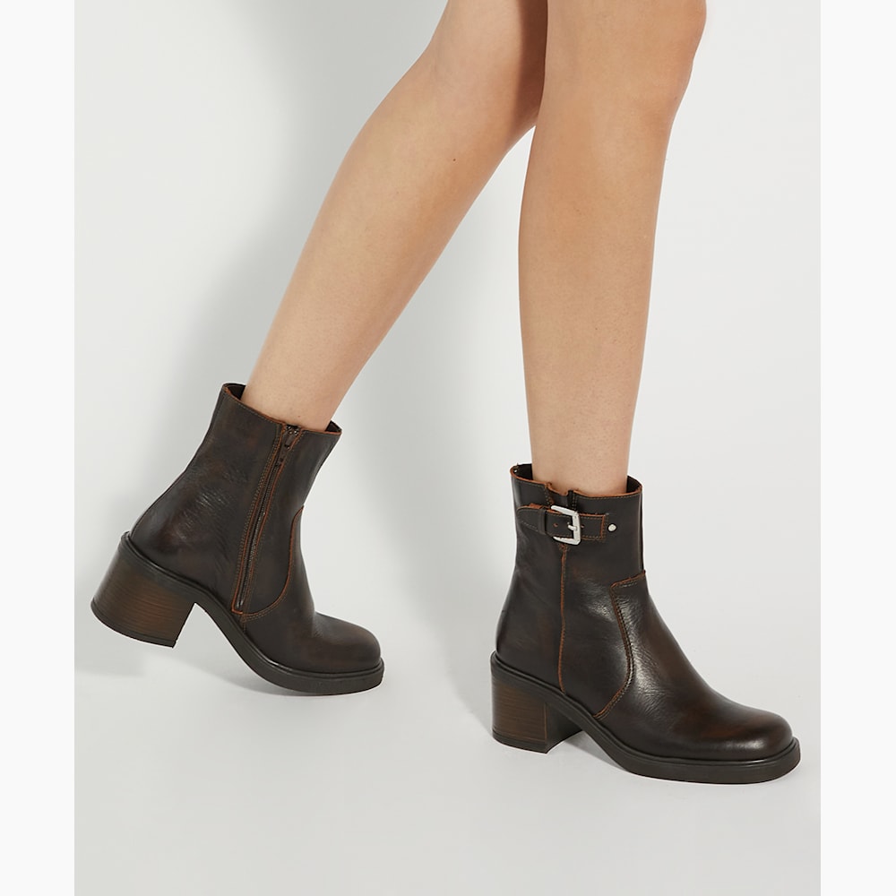 Parlowe Marron, Bottines à talon épais Dune London