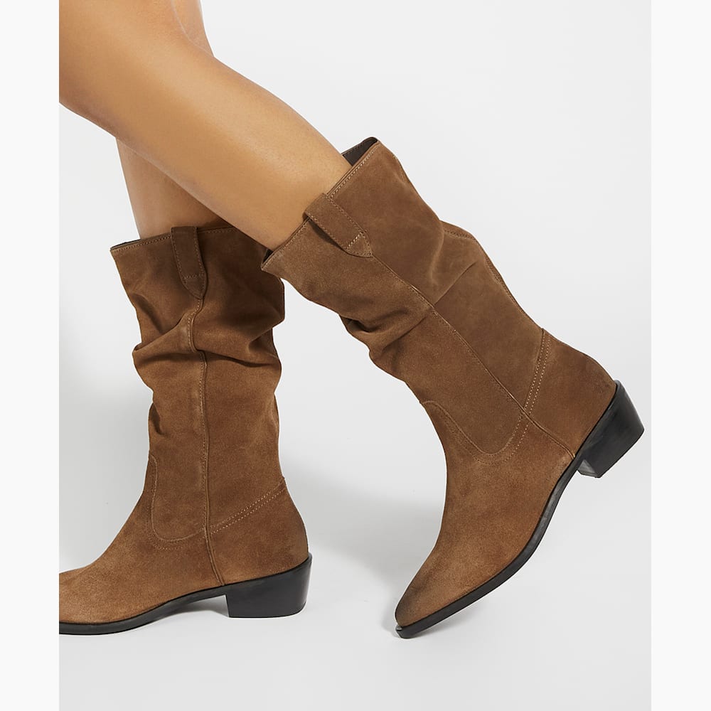 Slouchy mid calf leather boots sale