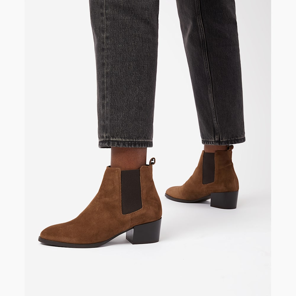 Payger Taupe Chelsea Stiefel aus Wildleder mit niedrigem Blockabsatz Dune London