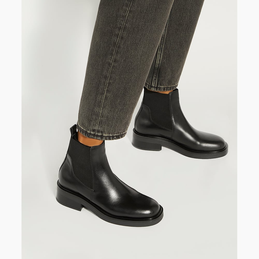 Penney Black Leather Chelsea Boots Dune London