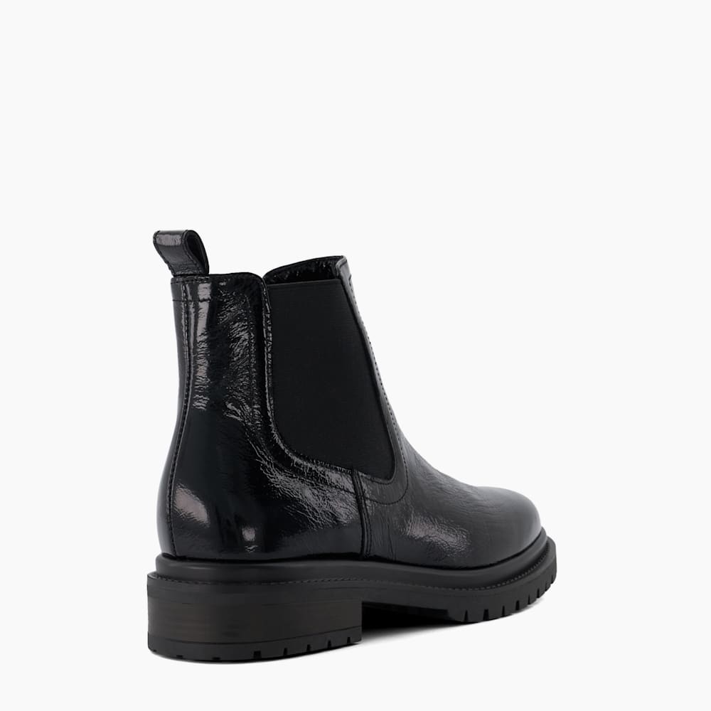 Ladies black patent chelsea boots 2025