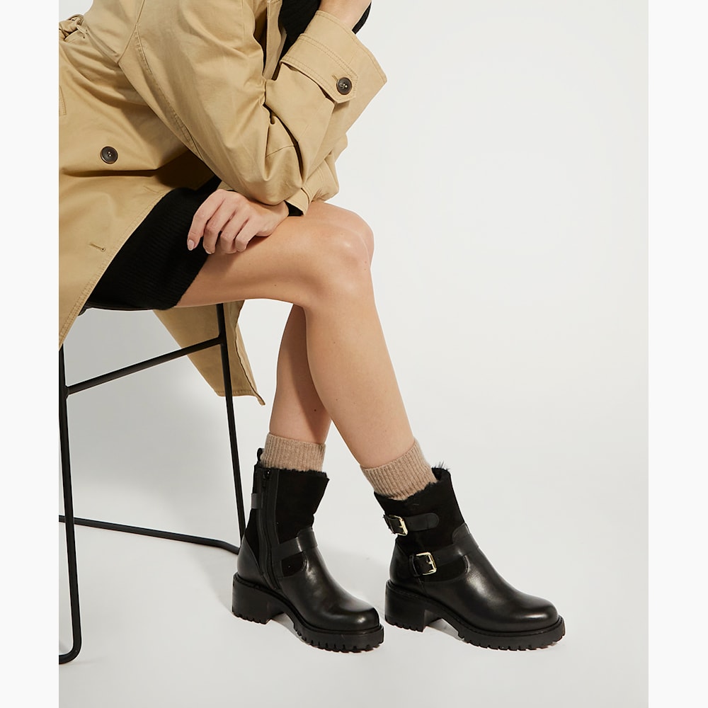 Ladies fur lined biker boots 2025