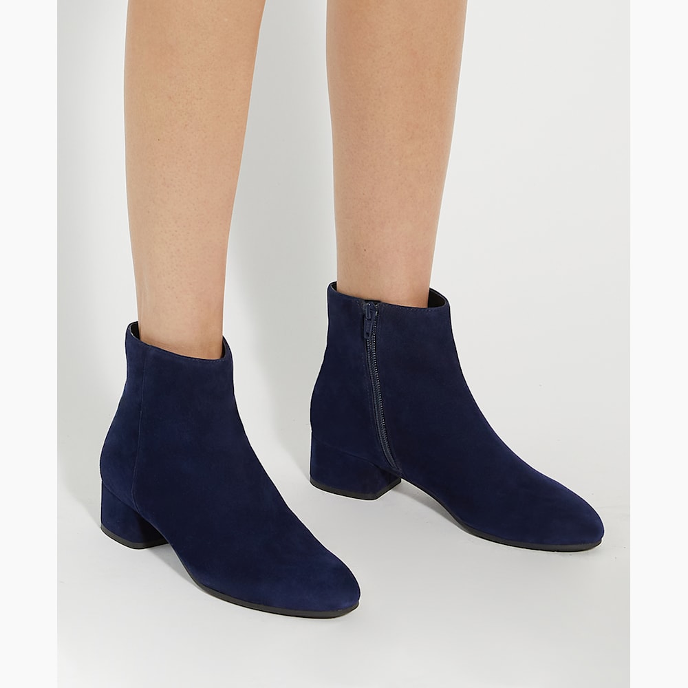 Navy low heel ankle boots new arrivals