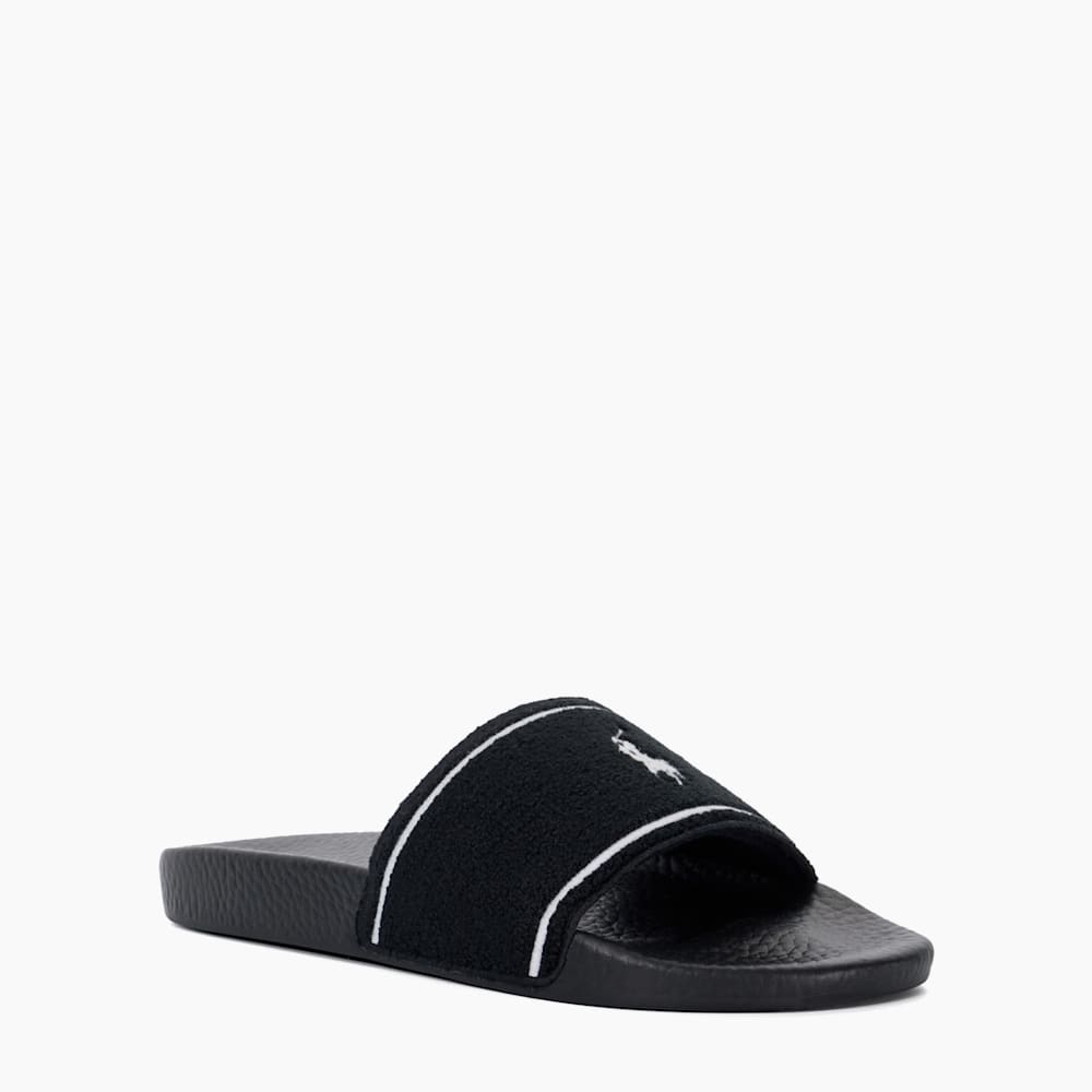 Polo Slidee Black White Branded Casual Sliders Dune London
